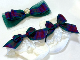 Edinburgh Plaid Baby Hair Clip & Socks Set
